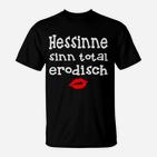 Hessen Pride T-Shirt Schwarz - Hessinnen Sinn Erotisch & Lippenabdruck