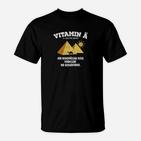 Humorvolles Bergsteiger T-Shirt Vitamin Berg Spruch, Bergmotiv Schwarz