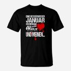 Januar Geburtstag Besserwisser Damen T-Shirt, Herz & Verstand Motiv