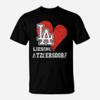 LA Liesing Atzersdorf Herz Logo T-Shirt, Trendiges Design in Schwarz