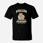 Lustiges Katzen Schwarzes T-Shirt, Persönlicher Stalker Motiv