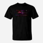 Neon Auto Motiv Schwarzes T-Shirt, Buntes Design Shirt