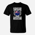 Neuseeland Therapie Schwarzes T-Shirt, Slogan & Flaggenmotiv