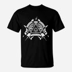 Okkult-Stil Schwarzes Grafikdruck T-Shirt, Mystisches Tee-Design