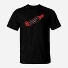 Schwarzes Herren T-Shirt mit rotem Aufdruck, Grafik Tee Design