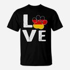 Schwarzes T-Shirt Love-Pfotenabdruck, Ideal für Tierliebhaber