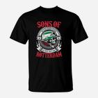 Schwarzes T-Shirt Sons of Rotterdam, Stadtwappen-Design für Fans