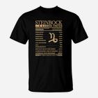 Steinbock Fakten T-Shirt, Astrologie Motiv für Horoskop Fans