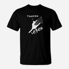 Tanzendes Leben Graphic Tee, Schwarzes T-Shirt mit Motivdruck