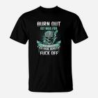 Totenkopf Schwarzes T-Shirt mit Burn Out Statement, Modisches Print-Design
