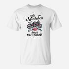 Echte Mädchen Fahren Motorrad Damen T-Shirt mit Blumenmotiv