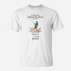 Einfache Frau Angeln und Wein T-Shirt, Weißes Damen Tee