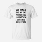 Juni-Geburtstags-T-Shirt für Frauen – Sonnenschein & Wirbelsturm Mix