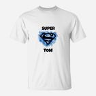 Personalisiertes Superhelden-T-Shirt mit Namen 'SUPER TOM', Einzigartiges Design