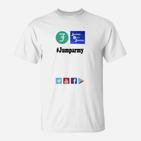 Weißes T-Shirt mit Social-Media-Symbolen, #Jumparmy Aufdruck