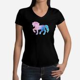 Watercolor Wild Horse Just A Girl Who Loves Horses Women V-Neck T-Shirt
