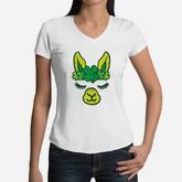 Irish Llama Alpaca Face Cute St Patrick Day Baby Girls Gift Women V-Neck T-Shirt