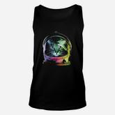 Clothing Co Space Cat, Rainbow Astronaut Helmet Galaxy Unisex Tank Top