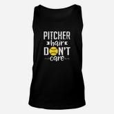 Pitcher Hair Dont Care Cute Softball Team Sports Unisex Tank Top