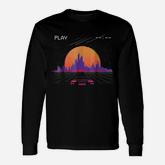 Cyberpunk Outrun Synthwave Sunset Fast Car Aesthetic Long Sleeve T-Shirt