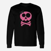 Pink Skull And Crossbones Long Sleeve T-Shirt
