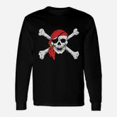 S Jolly Roger Skull Crossbones Long Sleeve T-Shirt