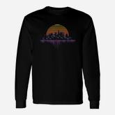 Synthwave Outrun Vaporwave City Sunset Aesthetic Long Sleeve T-Shirt