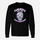 Video Game Console Player For Gamers Dont Die Skull Long Sleeve T-Shirt