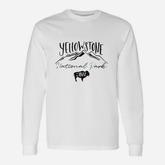 Yellowstone National Park Bison Calligraphy Mountain Long Sleeve T-Shirt