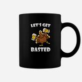 Lets Get Basted Turkey Beer Funny Thanksgiving Coffee Mug