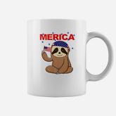 Merica Sloth July 4th Patriotic Fourth Of July Flag Coffee Mug