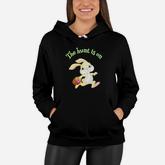Boy Easter Egg Hunt The Hunt Is On Easter Bunny Women Hoodie
