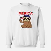 Merica Sloth July 4th Patriotic Fourth Of July Flag Sweatshirt
