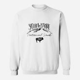 Yellowstone National Park Bison Calligraphy Mountain Sweatshirt
