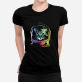 Clothing Co Space Cat, Rainbow Astronaut Helmet Galaxy Women T-shirt