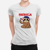 Merica Sloth July 4th Patriotic Fourth Of July Flag Women T-shirt