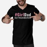 Mens Girldad Girl Dad Outnumbered Funny Love My Girls Men V-Neck Tshirt