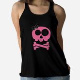 Pink Skull And Crossbones Girl Pirate Women Flowy Tank