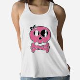 Pink Skull And Crossbones Girl Pirate Women Flowy Tank