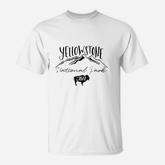 Yellowstone National Park Bison Calligraphy Mountain T-Shirt