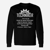 Humorvolles Techniker Langarmshirts mit Zahnradsymbol, Witzige Definition