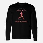 Lustiges Damen Laufshirt 'Stricken vs. Laufen', Motivations-Tee für Joggerinnen Langarmshirts
