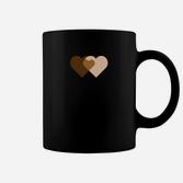 Schwarzes Tassen mit Herzen, Überlappendes Design in Erdtönen