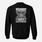 Lustiges Mechaniker-Schwarzes Sweatshirt mit französischem Text