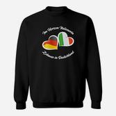 Italiener im Herzen Sweatshirt, Schwarz mit Italien-Farben Herzen