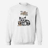 Kätzchen Kaffeepause Sweatshirt, Lustiges Katzenmotiv für Kaffeefans