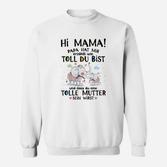 Lustiges Schwangeren Sweatshirt mit Hi Mama! Papa Hat Mir Gesagt Wie Toll Du Bist Elefant-Motiv