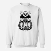 Schädel & Gesichter Motiv Unisex Sweatshirt, Surreales Design in Schwarz-Weiß