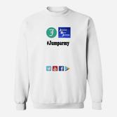 Weißes Sweatshirt mit Social-Media-Symbolen, #Jumparmy Aufdruck