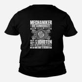 Schwarzes Mechaniker Kinder Tshirt mit Lustigem Spruch und Motiv, Arbeitskleidung